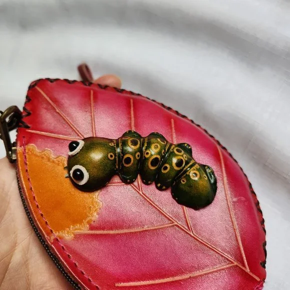 Green Turtle + Red Maple leave Leather Coin/ Change Bags / Wristlets for 1 Price - Picture 11 of 16
